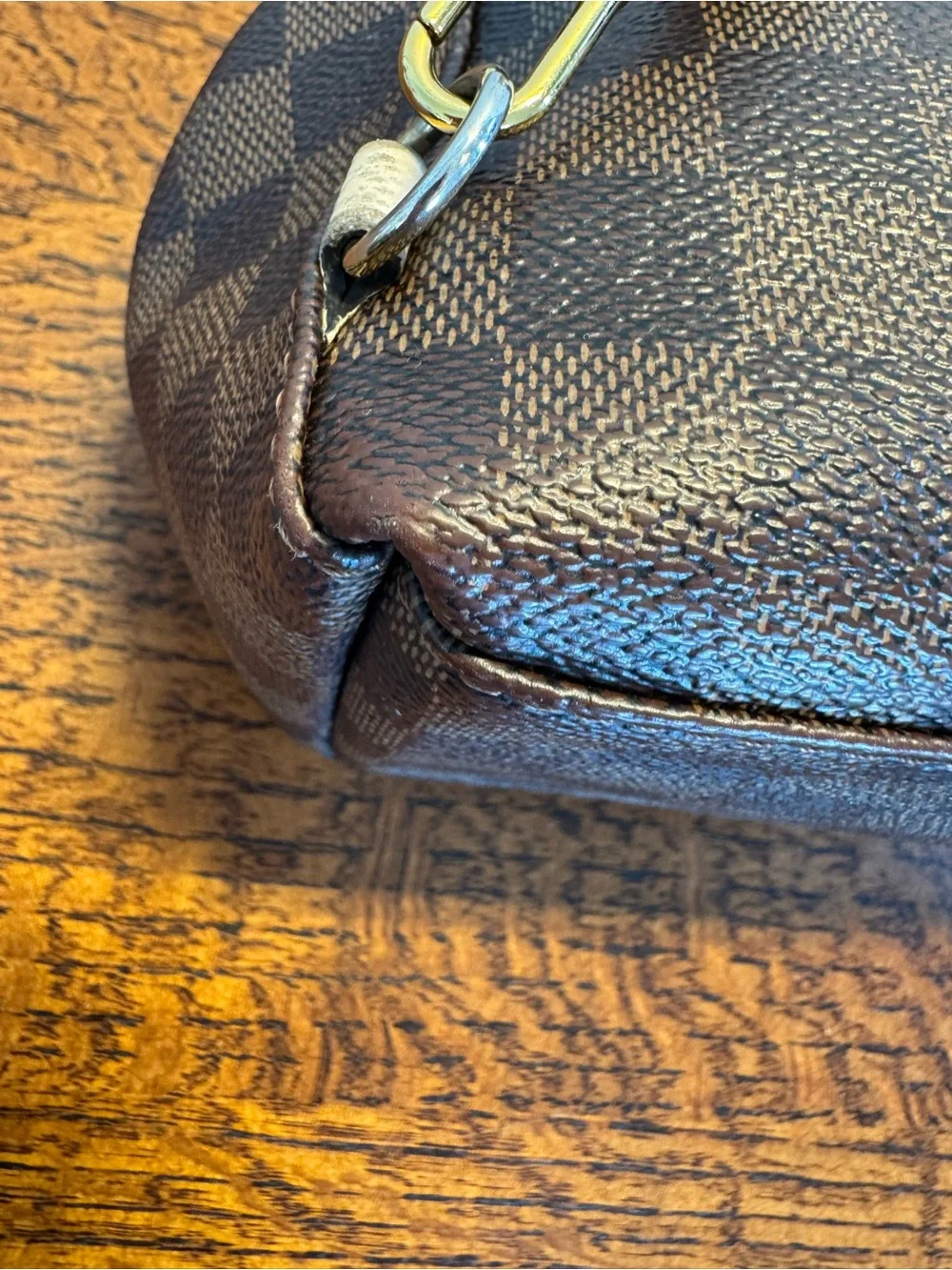 Louis Vuitton Clapton Backpack Damier Ebene & Crème Leather w/COA and Dust Bag